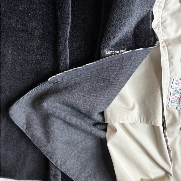 VTG London Fog Calibre Cloth Trench Coat Sz 16 Khaki Zip Out 100% Alpaca Lining - Picture 10 of 12